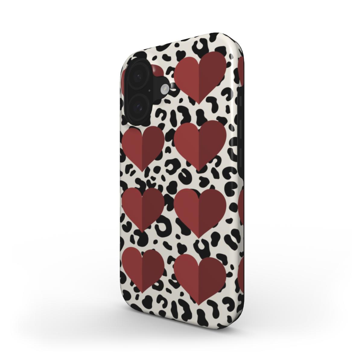 Leopard print Red Hearts Tough Case