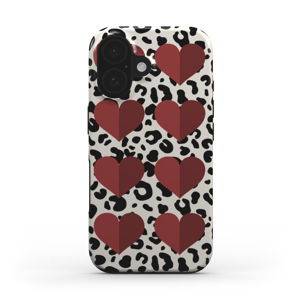 Leopard print Red Hearts Tough Case