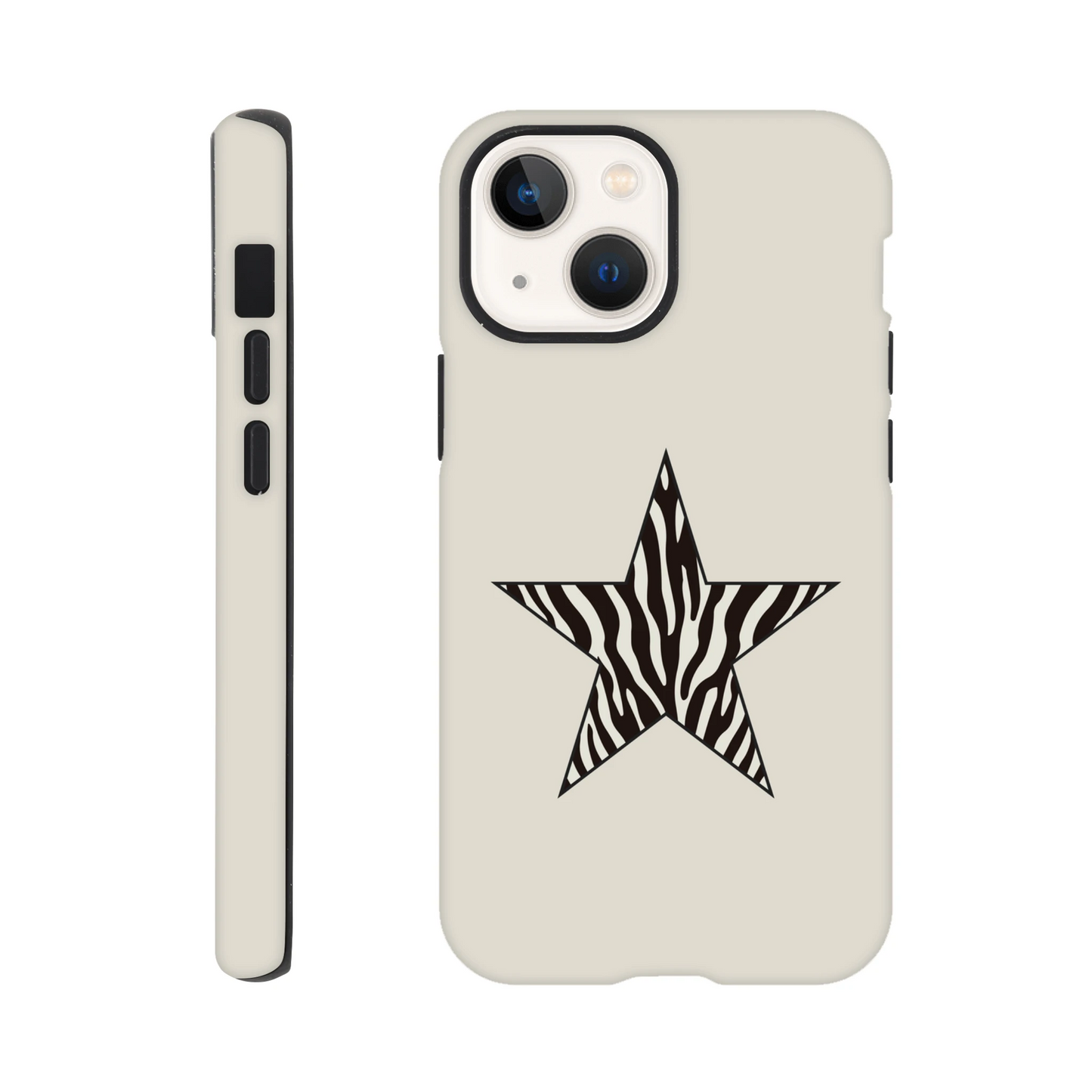 One Zebra Print Star on Tough Case cream and black