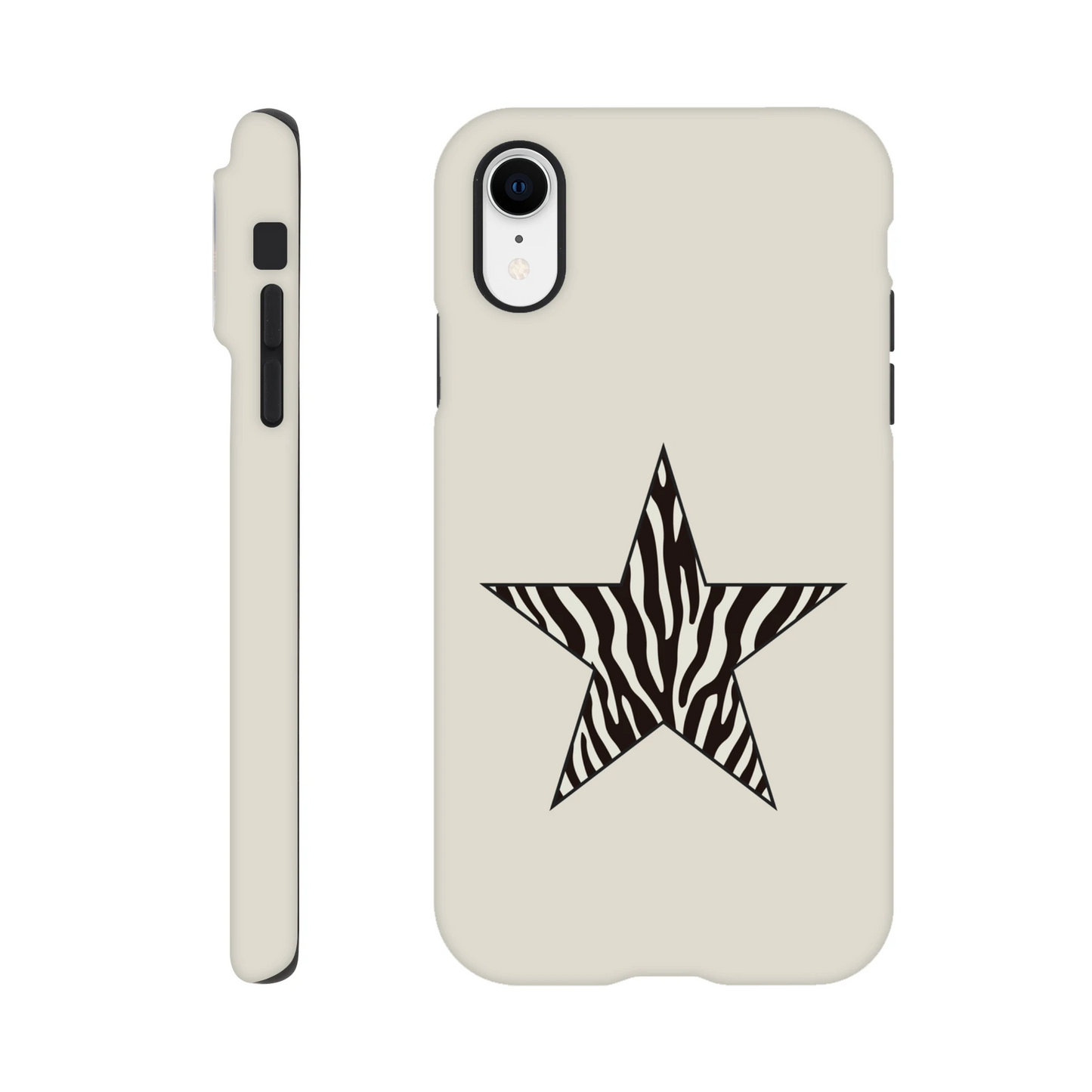One Zebra Print Star on Tough Case cream and black