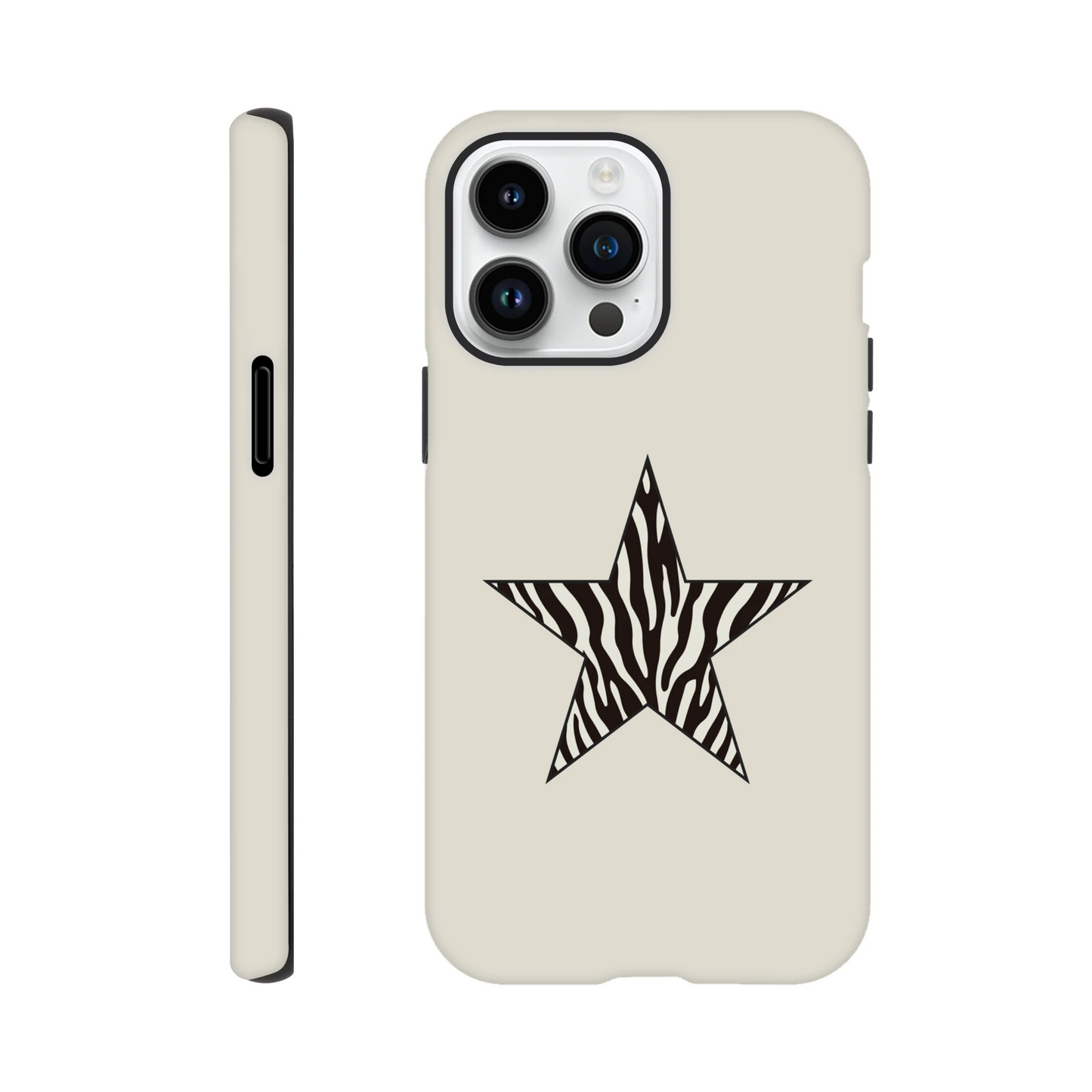 One Zebra Print Star on Tough Case cream and black